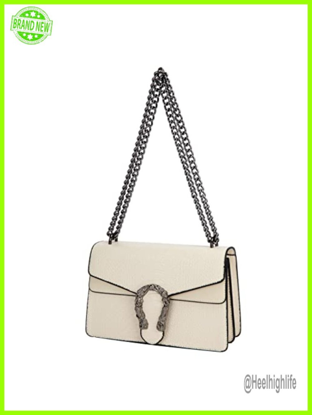 Faux Leather Snake Print Crossbody Bag Chain Strap Satchel Purse